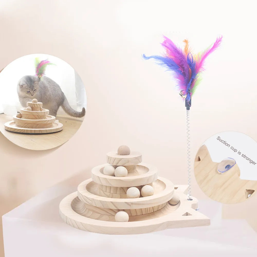 Wooden Cat Toy Tower