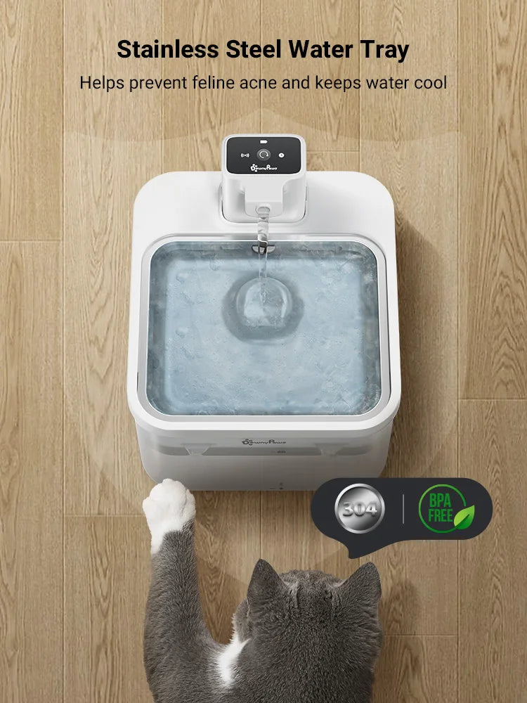 4000Mah 2.5L Wireless Pet Drinker Automatic Stainless Steel Cat Water Fountain [White-WFP6]