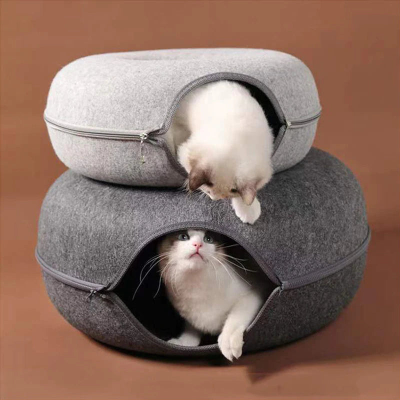 AT MEOW™ Donut-Shaped Cat Tunnel Bed