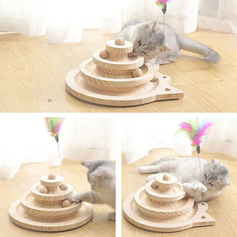 Wooden Cat Toy Tower