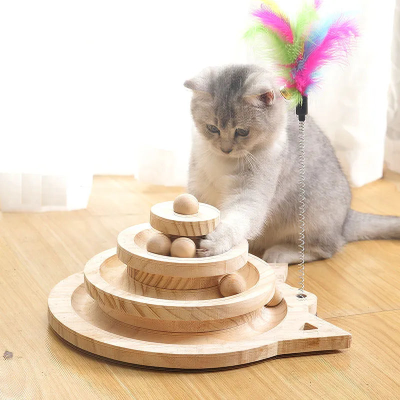 Wooden Cat Toy Tower