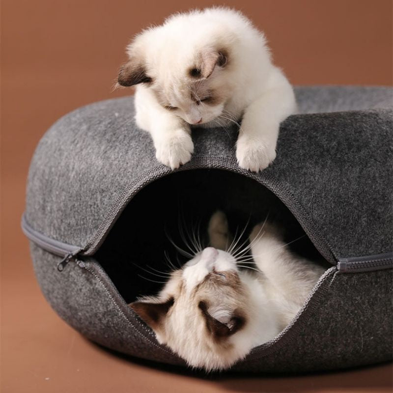 AT MEOW™ Donut-Shaped Cat Tunnel Bed